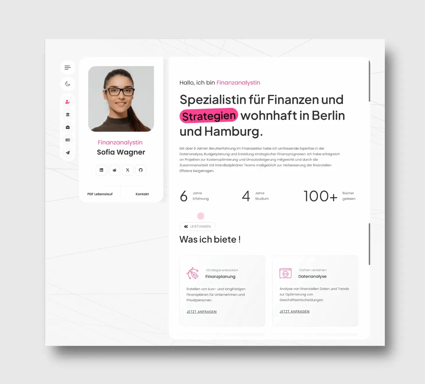 FinExpert Screenshot Was ich biete Bewerbungs-Homepage von MeinSmartCV