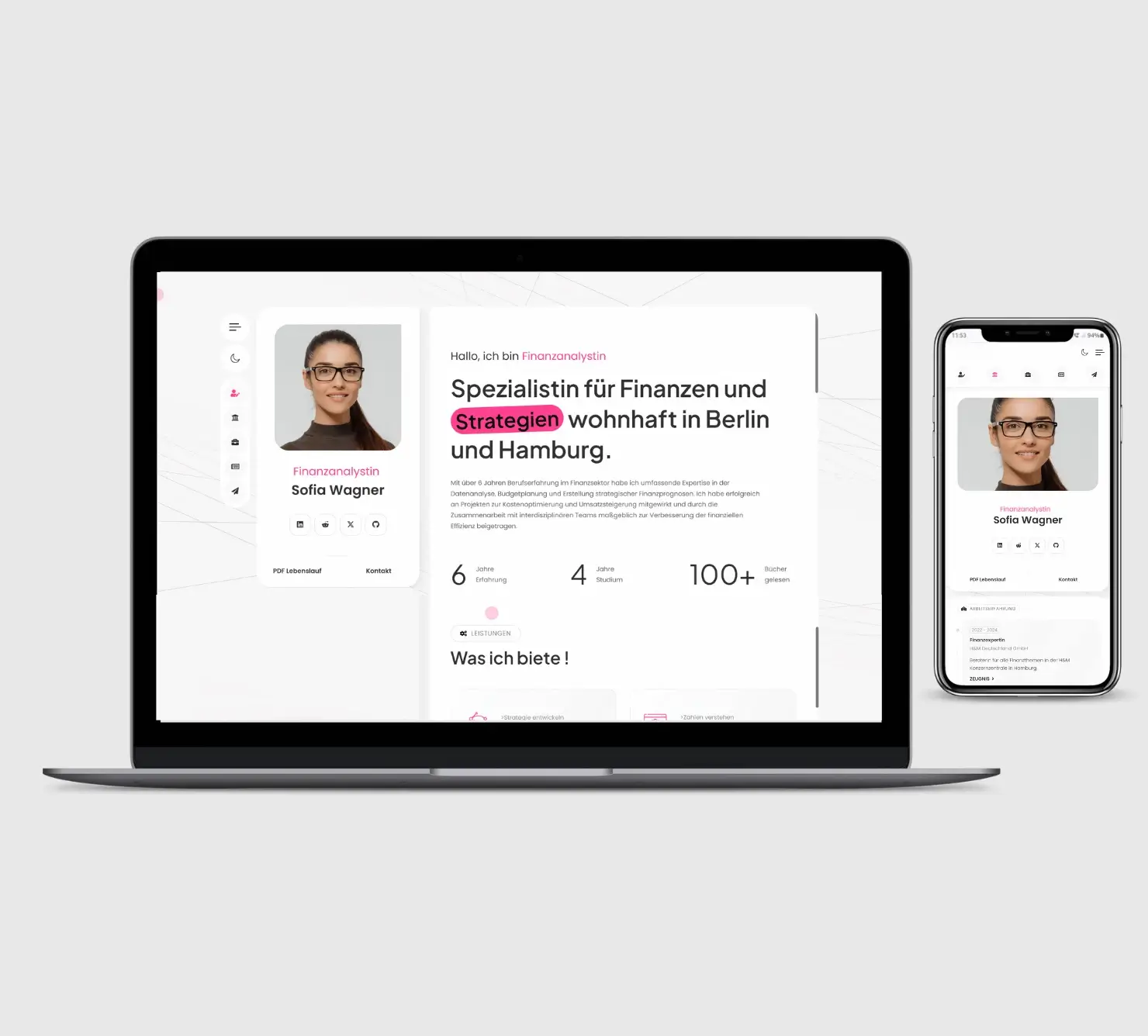 FinExpert Bewerbungs-Homepage für Freelancer und Coaches und Jobsuchende
